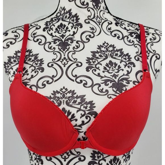 Victoria's Secret Other - Victoria’s Secret Demi Underwire Front Closure Lace Bow Back Size 34B Red Cute